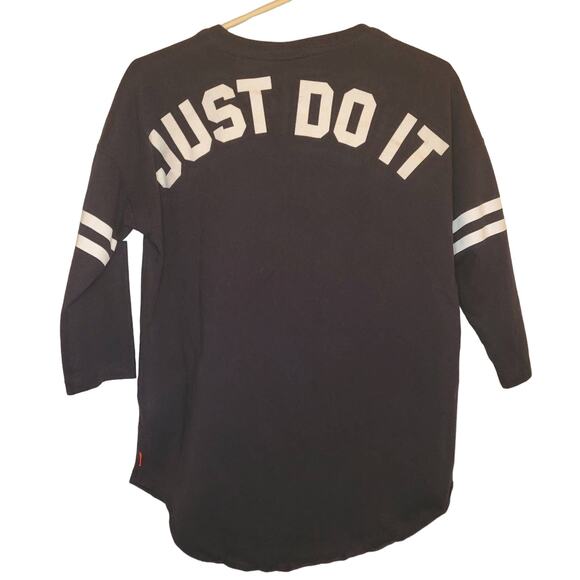 Nike "just do it" womens graphic black long sleeved sporty t-shirt size Medium - Picture 1 of 8